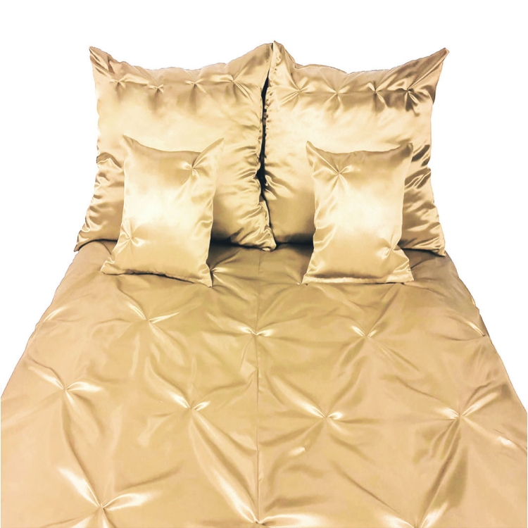 Pościel satynowa- jedwabna ANDROMEDA 200x220 Camel zestaw 5w1